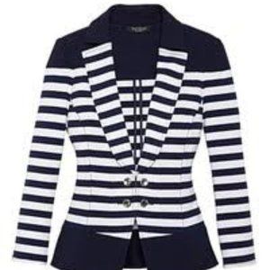 White House Black Market Knit Jacket - Navy/White Size 0